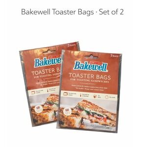 Bakewell Reusable Toaster Bags 2 Packs of 3 Non-Stick Sandwich Sleeve Made in UK